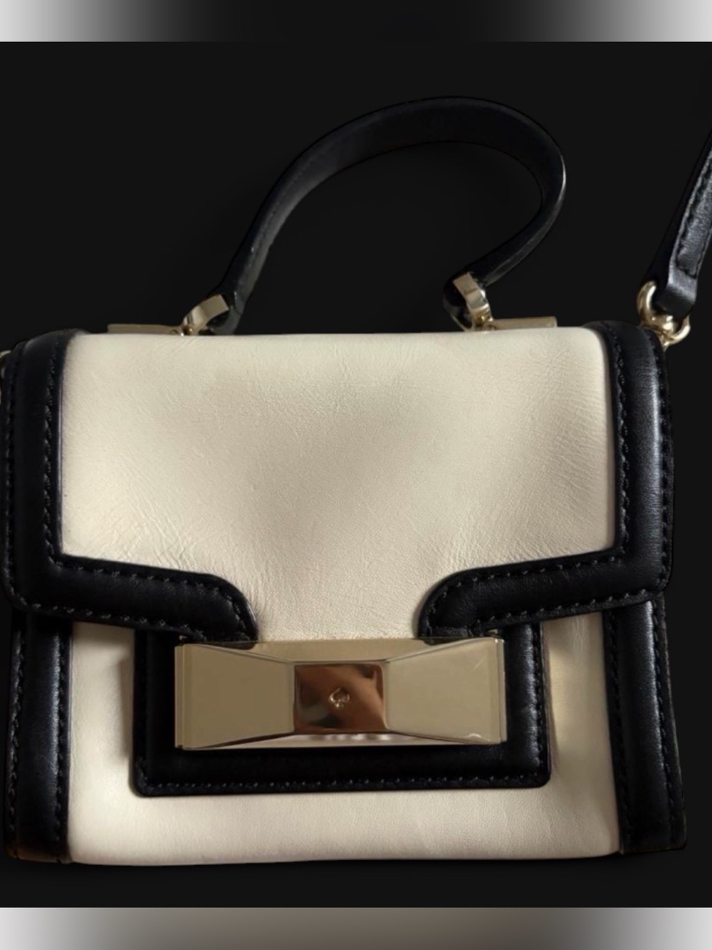 kate spade Cream and Black Mini Top-Handle Crossbody